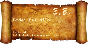 Bodai Belián névjegykártya